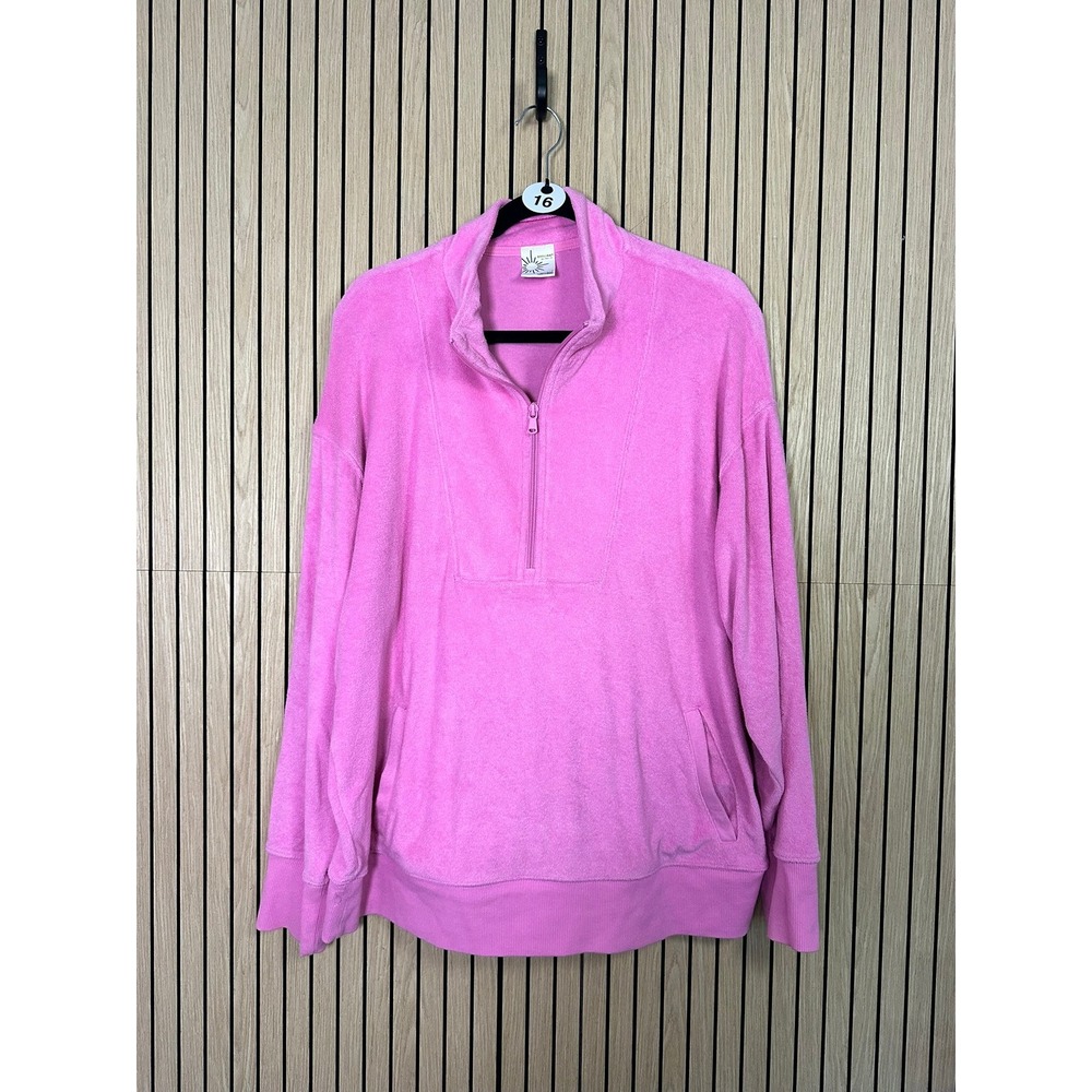 016 OFFLINE by Aerie Pink Terry Quarter Zip Pullover Sweatshirt (Large, EUC)